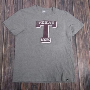 Texas A&M Aggies Shirt Mens XL Gray NCAA Football Short Sleeve Tee 47 Brand